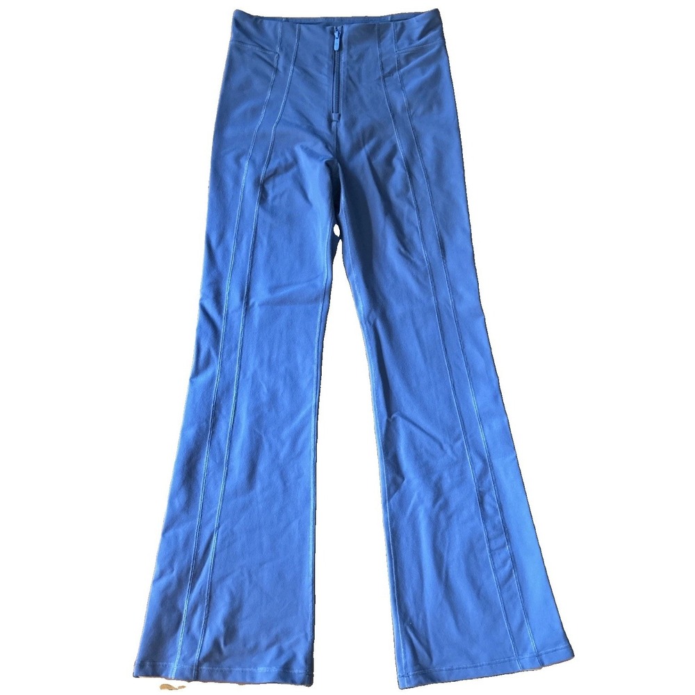 Lululemon Define Zip Front High Rise Flared Pants Sz 8 Leggings 33" inseam Blue